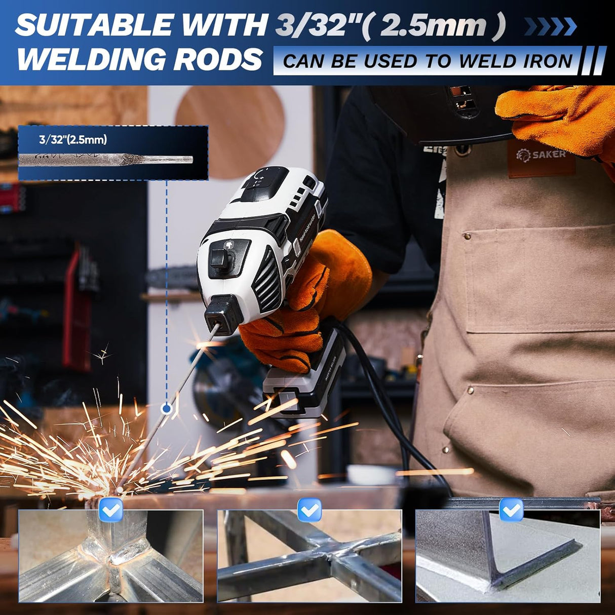 Portable Electric Welding Machine,110V Portable Welder Handheld with IGBT Inverter 5 Variable Current Adjustment,Portable ARC Welder Gun, Fits for 3/32" Wire Rods (Grey)-Free Shipping